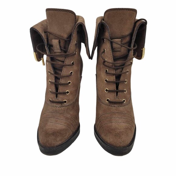 Louis Vuitton Brown Suede Leather Lace Up Boots - Picture 4 of 5